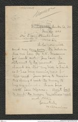 Nachlass Franz Steindachner, Brief von H. K. Morrison an Franz Steindachner (21.01.1883), Inv.Nr. 350.04, Seite 1